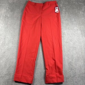 NWT Vince Camuto Women's Creased Cuffed Pants Belt Loops Pockets Red Size 2